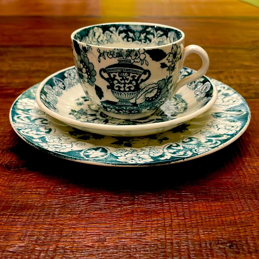 Charles Allerton & Sons Antique Tea Cup, Saucer and Plate.